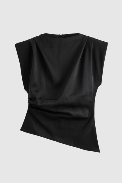 Top donna drappeggiato senza maniche, taglio aderente - Elegante e raffinato