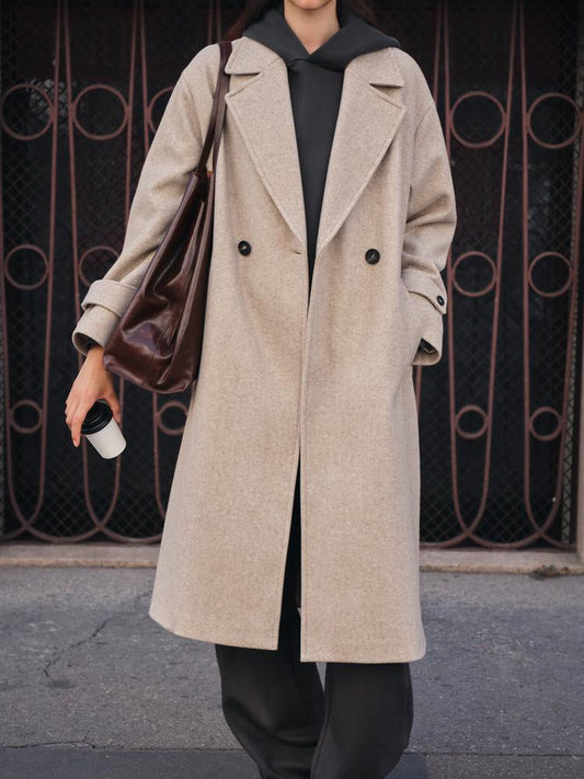Straight-Cut Double-Breasted Women's Trench Coat – Elegant and Windproof