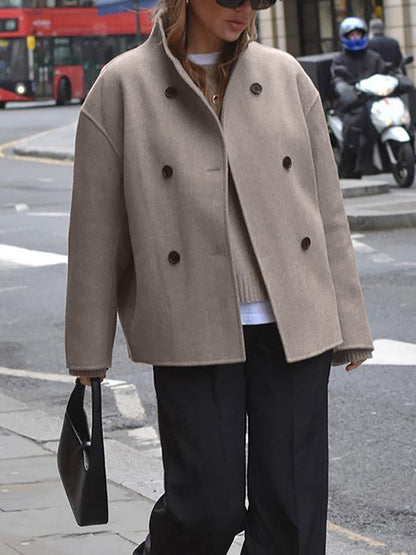 Veste Large Boutonnée pour Femme – Veste à Col Montant Tendance