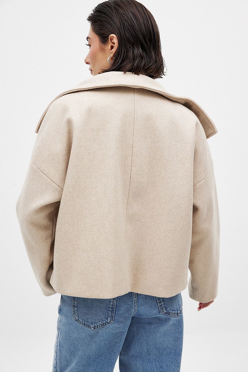 Veste Courte Femme en Laine à Double Boutonnage – Manteau Gris Élégant et Chaud