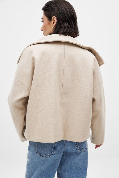 Veste Courte Femme en Laine à Double Boutonnage – Manteau Gris Élégant et Chaud