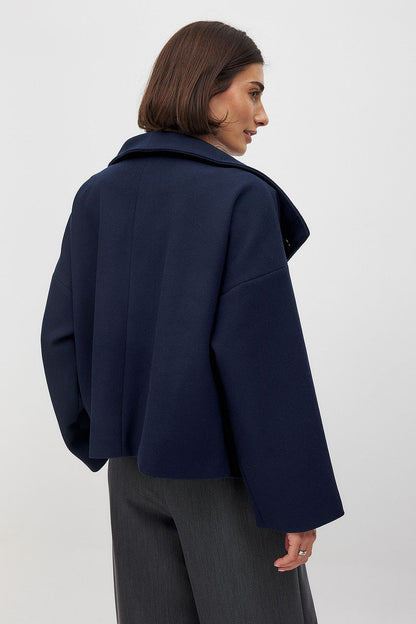 Veste Courte Femme en Laine à Double Boutonnage – Manteau Gris Élégant et Chaud