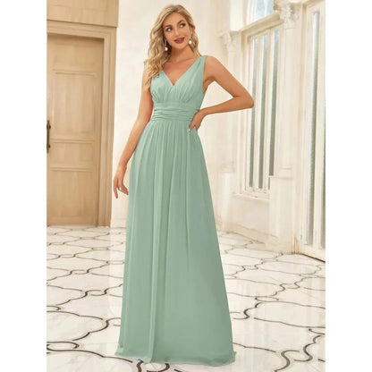 Robe Maxi Élégante à Col V – Style Féminin Intemporel