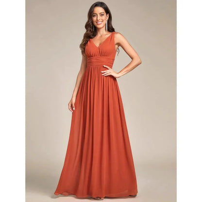 Robe Maxi Élégante à Col V – Style Féminin Intemporel