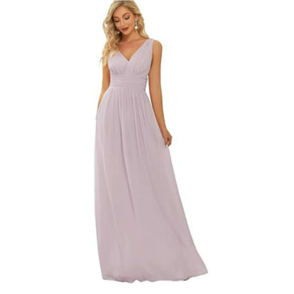 Robe Maxi Élégante à Col V – Style Féminin Intemporel
