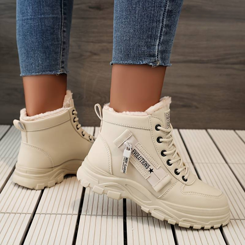 Bottes D’Hiver Élégantes Femme – Confort Lacées Doublées Polaire