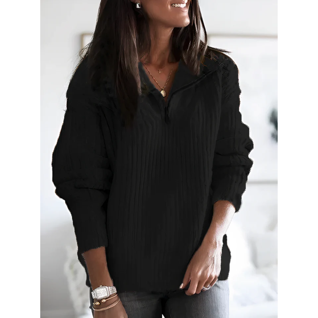 Pull Zippé Élégant et Douillet pour Femme – Chandail d’Hiver Épais à Manches Longues