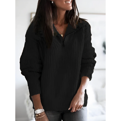 Pull Zippé Élégant et Douillet pour Femme – Chandail d’Hiver Épais à Manches Longues