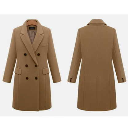 Manteau d’Hiver Long en Mélange de Laine pour Femme – Vêtement d’Extérieur Chaud à Boutonnage Double