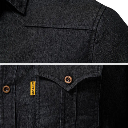Chemise Homme en Jean Coupe Slim – Manches Longues Style Classique en Mélange de Coton
