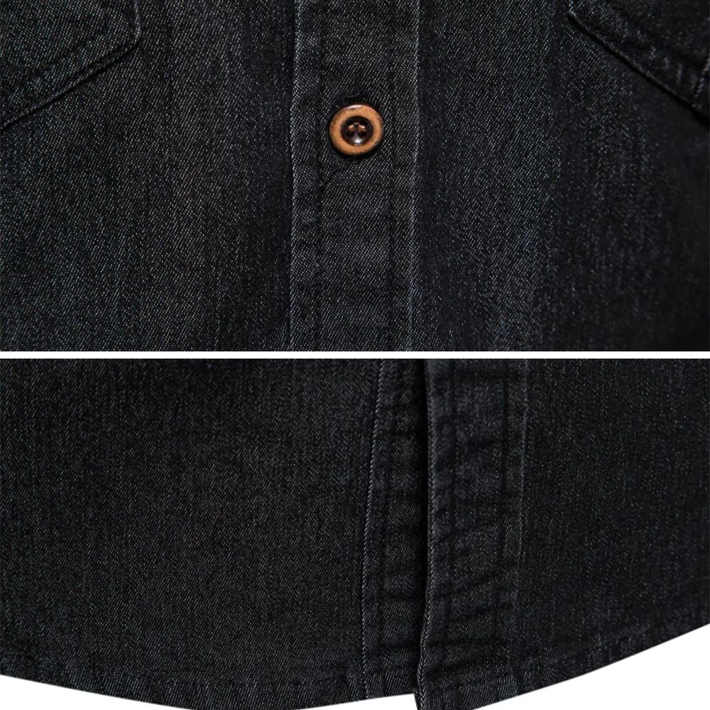 Chemise Homme en Jean Coupe Slim – Manches Longues Style Classique en Mélange de Coton