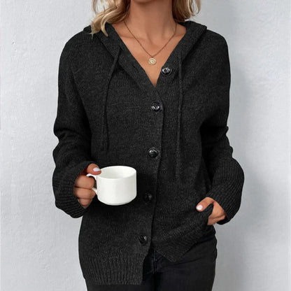 Cardigan Tricoté pour Femme avec Capuche et Cordon – Confort et Élégance