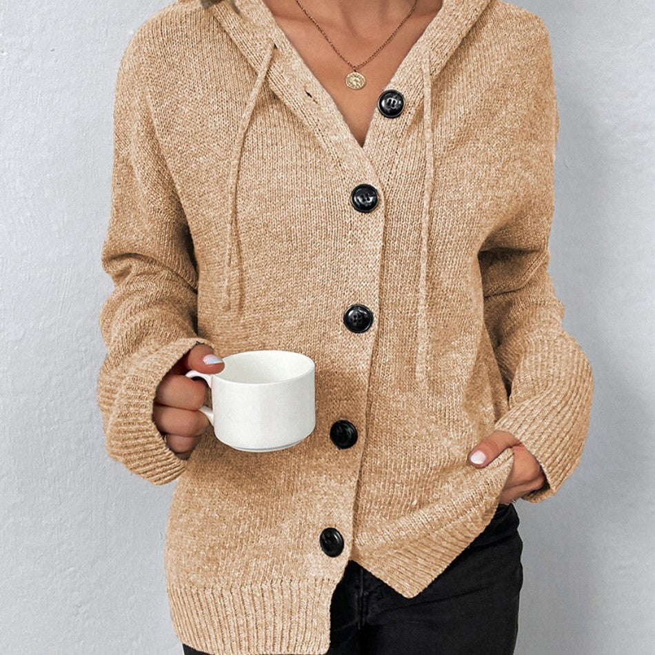 Cardigan Tricoté pour Femme avec Capuche et Cordon – Confort et Élégance