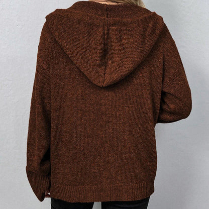 Cardigan Tricoté pour Femme avec Capuche et Cordon – Confort et Élégance