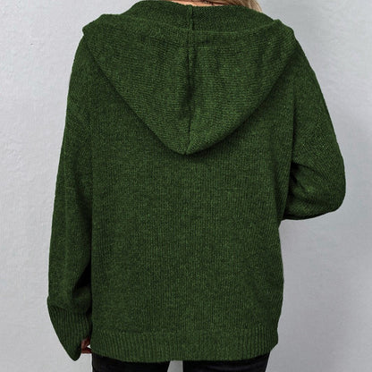 Cardigan Tricoté pour Femme avec Capuche et Cordon – Confort et Élégance