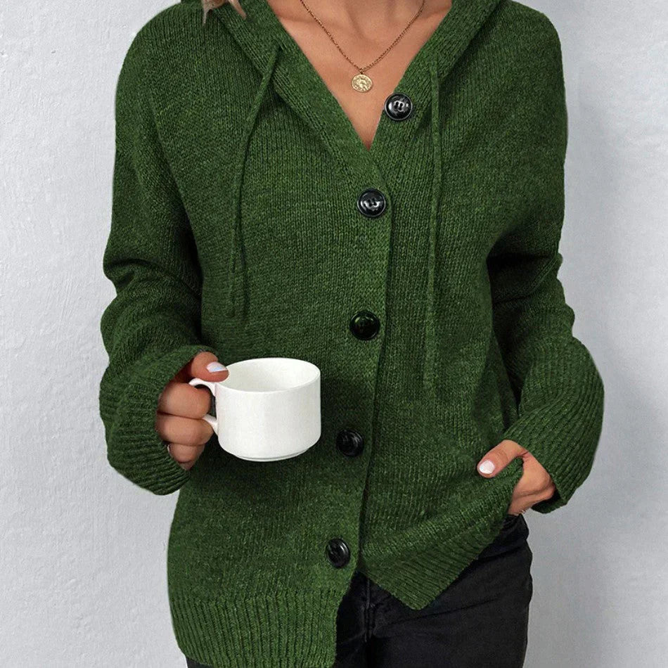 Cardigan Tricoté pour Femme avec Capuche et Cordon – Confort et Élégance