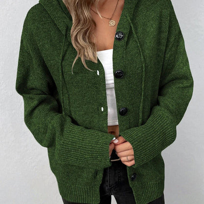 Cardigan Tricoté pour Femme avec Capuche et Cordon – Confort et Élégance