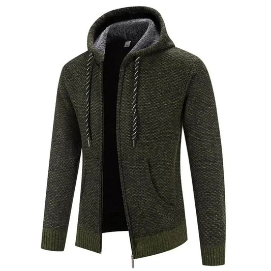 Hoodie Homme Doublé de Polaire – Cardigan Épais et Confortable