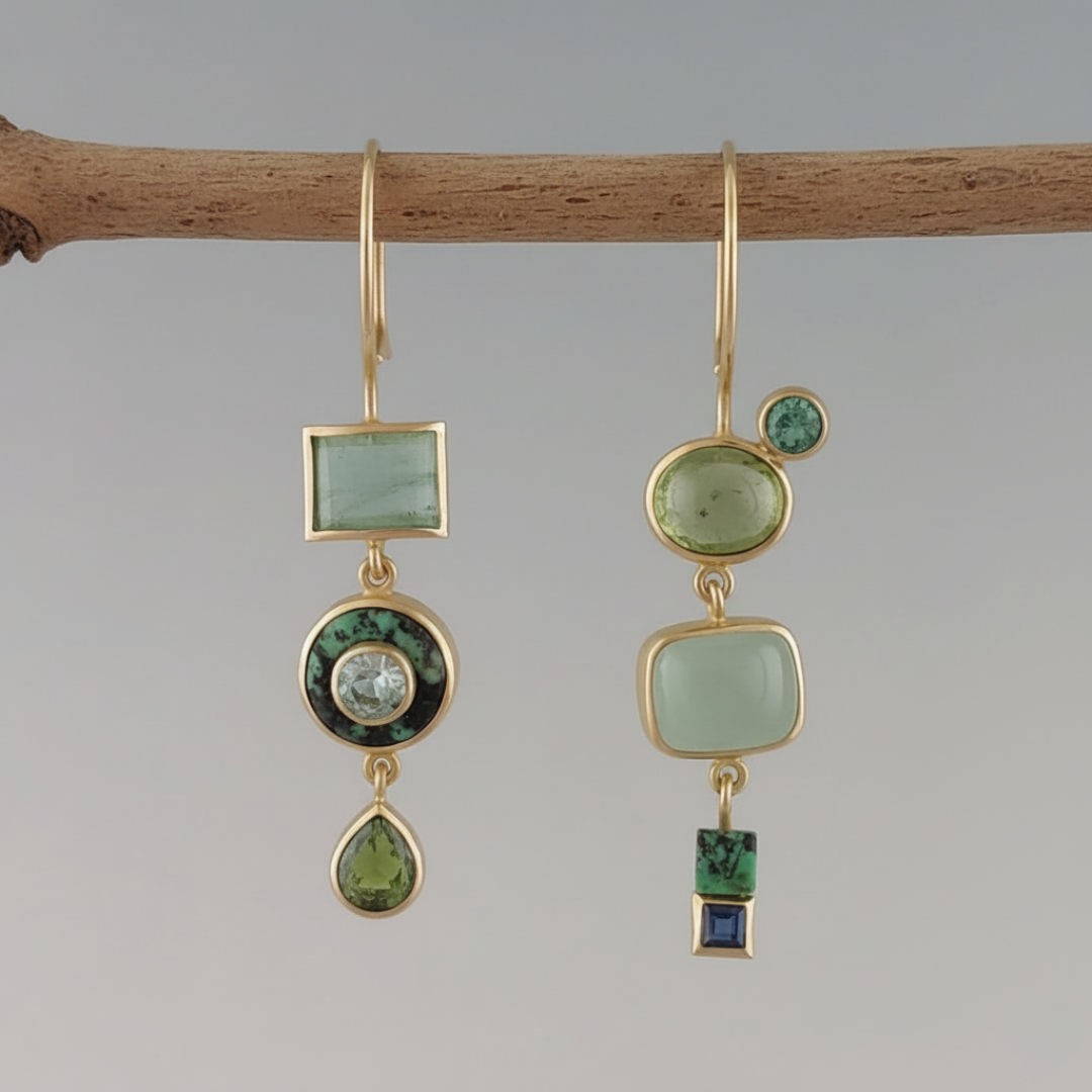 Boucles d'Oreilles Pierre Verte Femme - Style Vintage Elegant et Raffine.