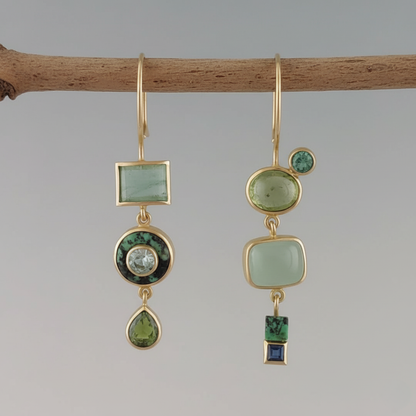 Boucles d'Oreilles Pierre Verte Femme - Style Vintage Elegant et Raffine.