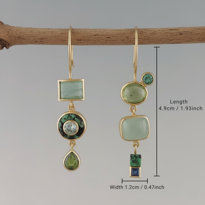 Boucles d'Oreilles Pierre Verte Femme - Style Vintage Elegant et Raffine.
