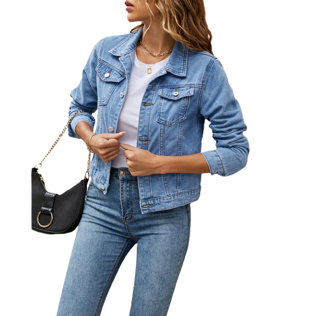Veste Courte en Jean Élégante pour Femme – Manteau Trucker Décontracté