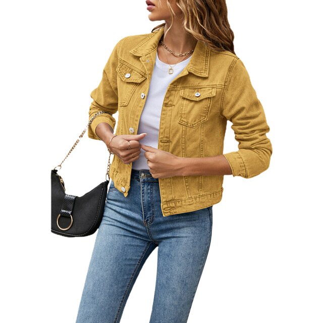 Veste Courte en Jean Élégante pour Femme – Manteau Trucker Décontracté