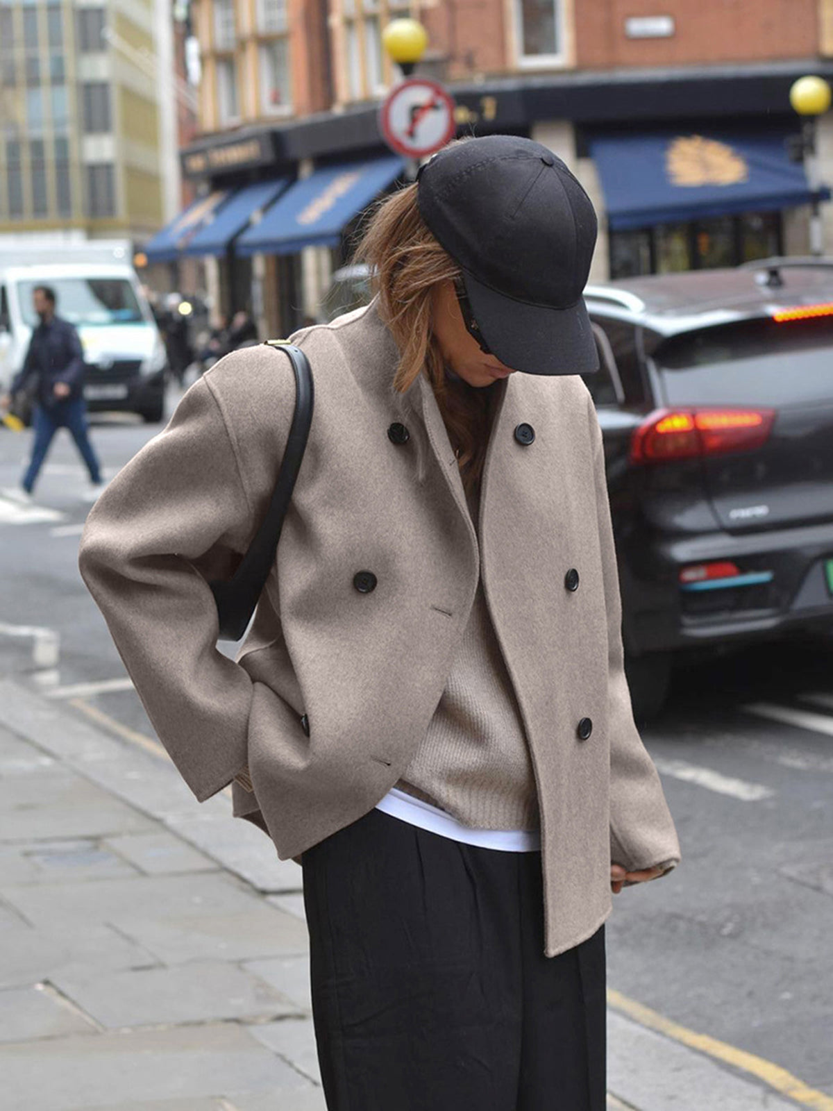 Veste Large Boutonnée pour Femme – Veste à Col Montant Tendance