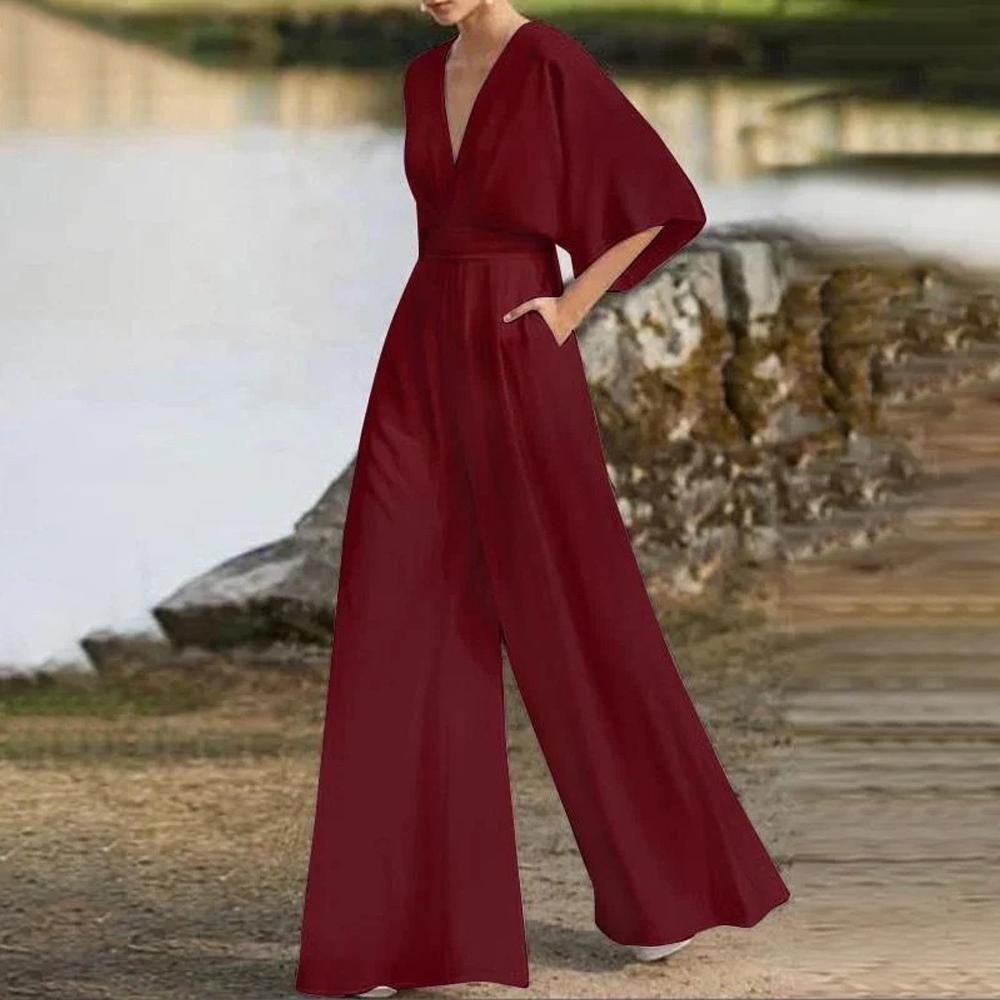 Combinaison Blanche Élégante Femme Col en V – Confortable, Flatteuse, Fluide