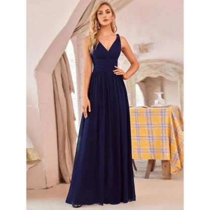 Robe Maxi Élégante à Col V – Style Féminin Intemporel