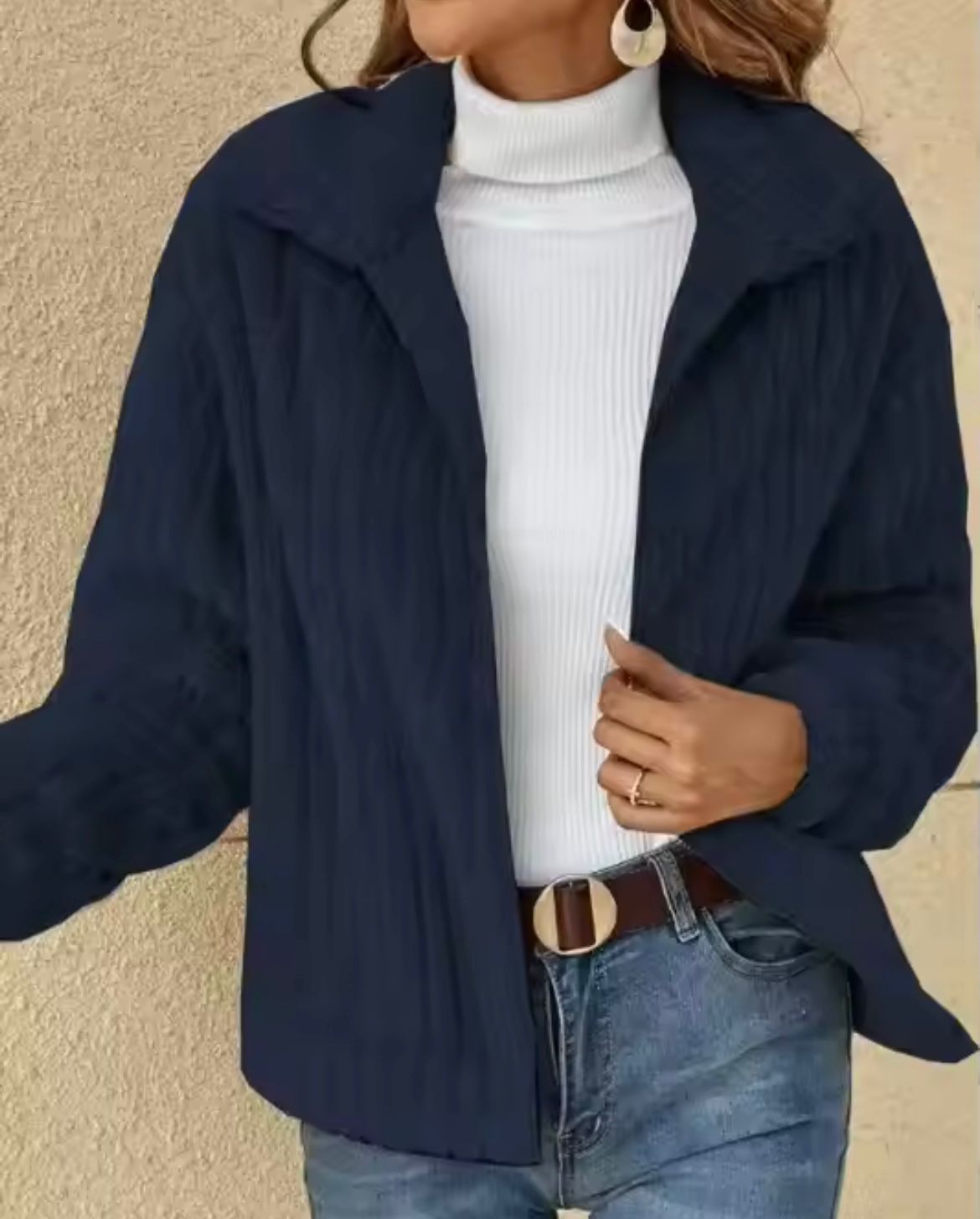 Gilet Hiver Femme Zippé Manches Longues En Polaire Côtelée