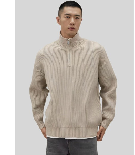 Pull Côtelé Zippé quarte Homme En Coton – Confort Intemporel Et Style Moderne