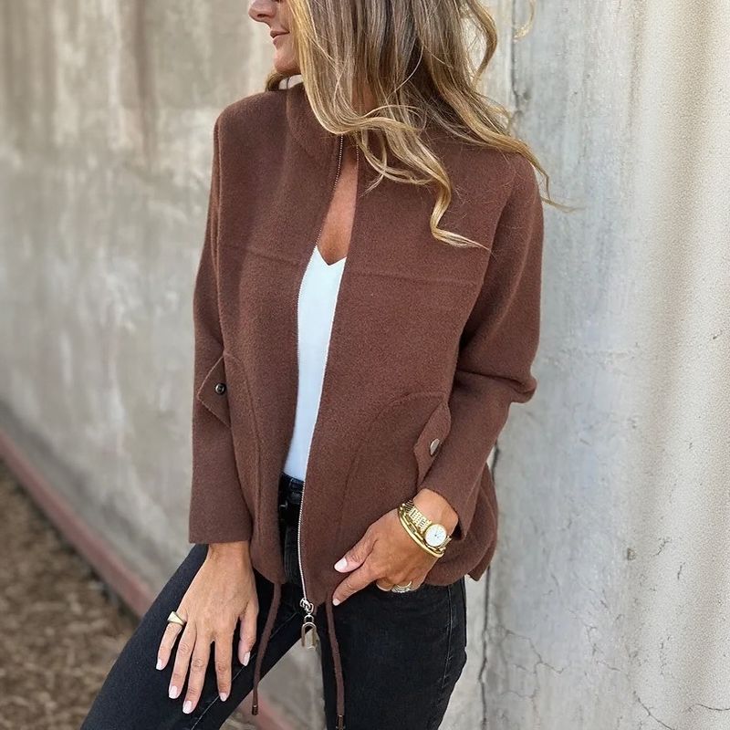 Veste d'Hiver à Col Haut pour Femme – Vêtements d'extérieur Élégant Fermeture Éclair