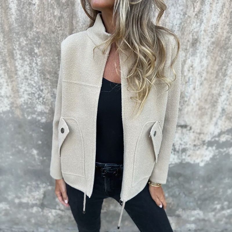 Veste d'Hiver à Col Haut pour Femme – Vêtements d'extérieur Élégant Fermeture Éclair