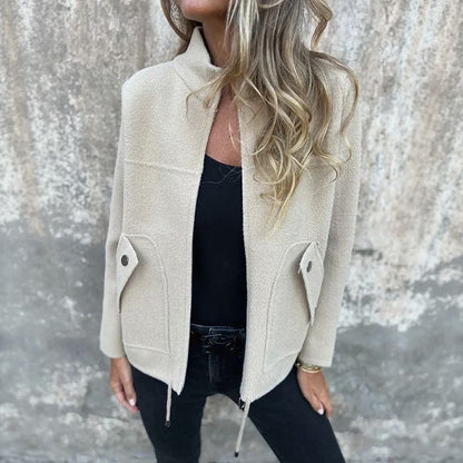 Veste d'Hiver à Col Haut pour Femme – Vêtements d'extérieur Élégant Fermeture Éclair