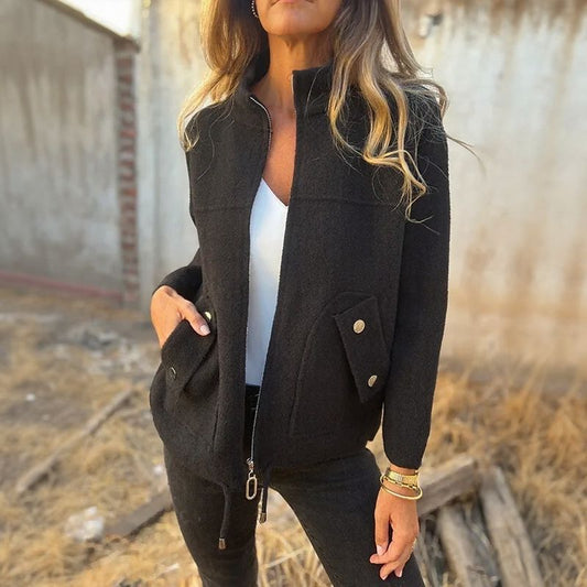 Veste d'Hiver à Col Haut pour Femme – Vêtements d'extérieur Élégant Fermeture Éclair