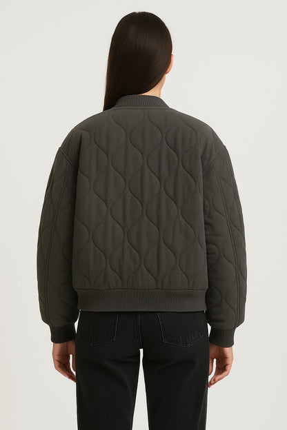 Veste bomber femme coupe décontractée – Vêtement d’extérieur de transition oversized avec fermeture éclair