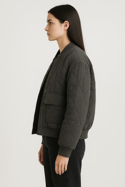 Veste bomber femme coupe décontractée – Vêtement d’extérieur de transition oversized avec fermeture éclair