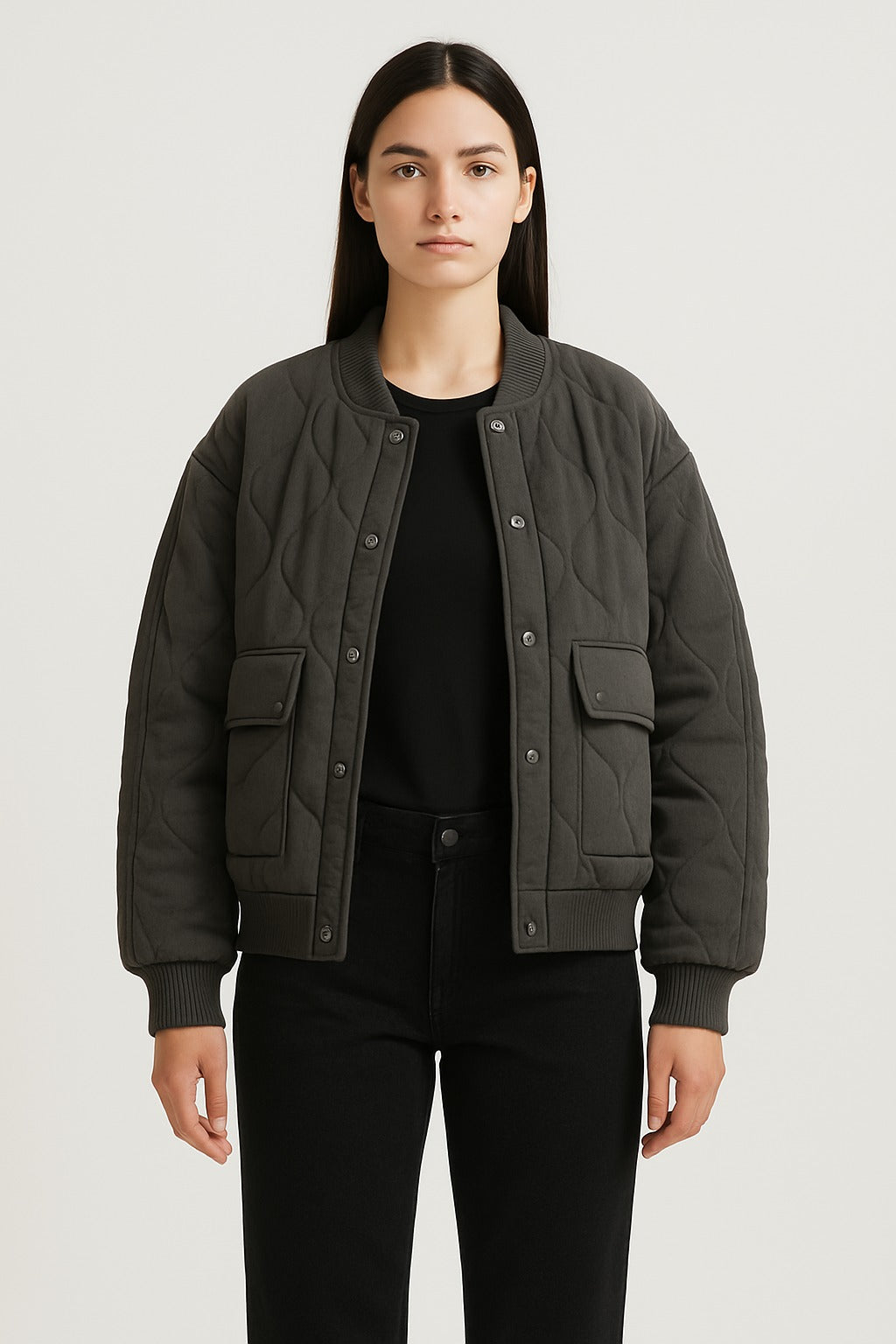 Veste bomber femme coupe décontractée – Vêtement d’extérieur de transition oversized avec fermeture éclair