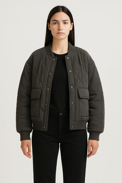 Veste bomber femme coupe décontractée – Vêtement d’extérieur de transition oversized avec fermeture éclair
