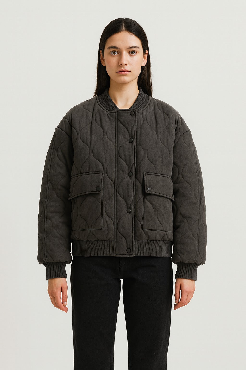 Veste bomber femme coupe décontractée – Vêtement d’extérieur de transition oversized avec fermeture éclair