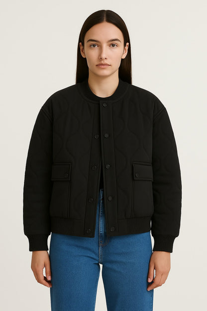 Veste bomber femme coupe décontractée – Vêtement d’extérieur de transition oversized avec fermeture éclair