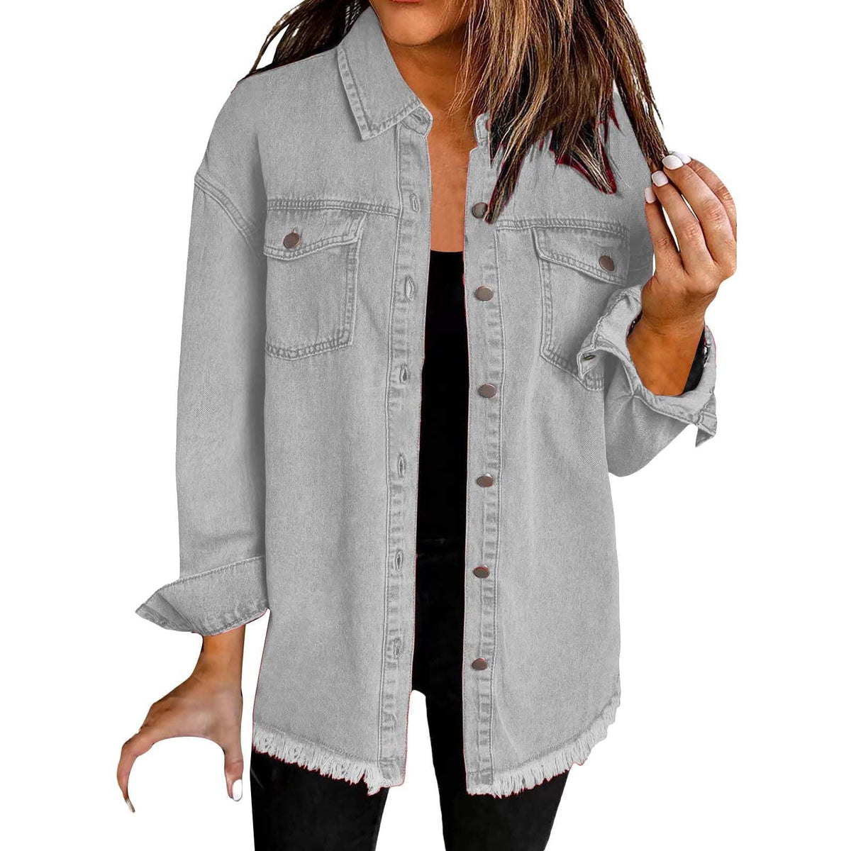 Veste en jean classique pour femme – Un modèle intemporel et décontracté, à boutons, idéal pour les superpositions au quotidien