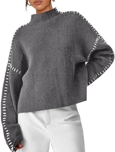 Pull court femme col montant en maille - Moderne et doux
