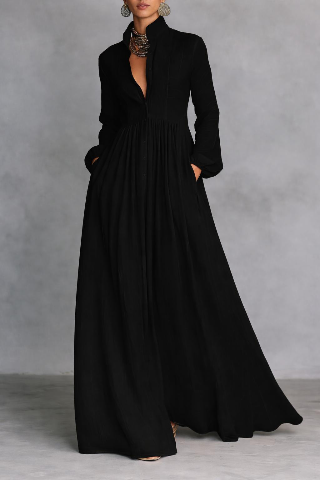 Robe maxi femme boutonnée sur le devant - Fluide et elegante