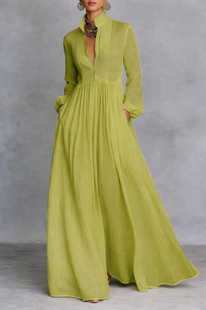 Robe maxi femme boutonnée sur le devant - Fluide et elegante