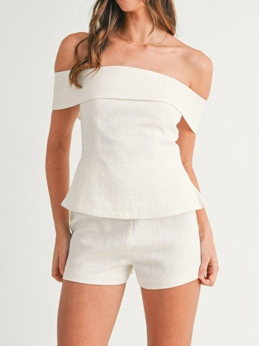 Women's Two-Piece Cotton-Linen White Set – Elegant and Light Outfit