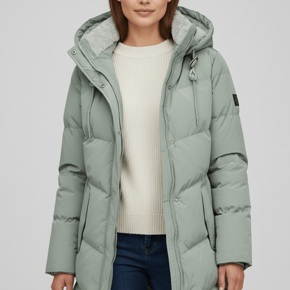 Parka de invierno con capucha para mujer - Cálida y práctica