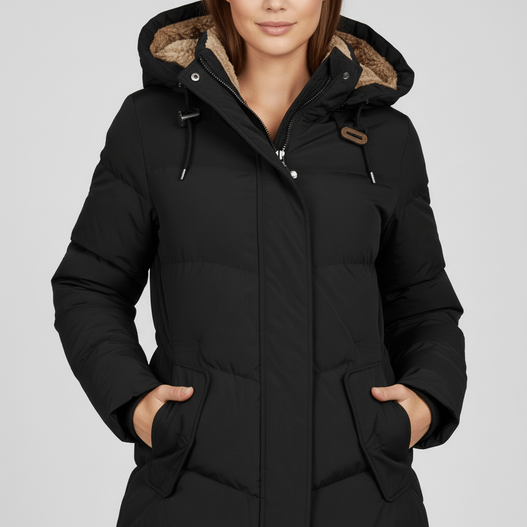 Parka de invierno con capucha para mujer - Cálida y práctica