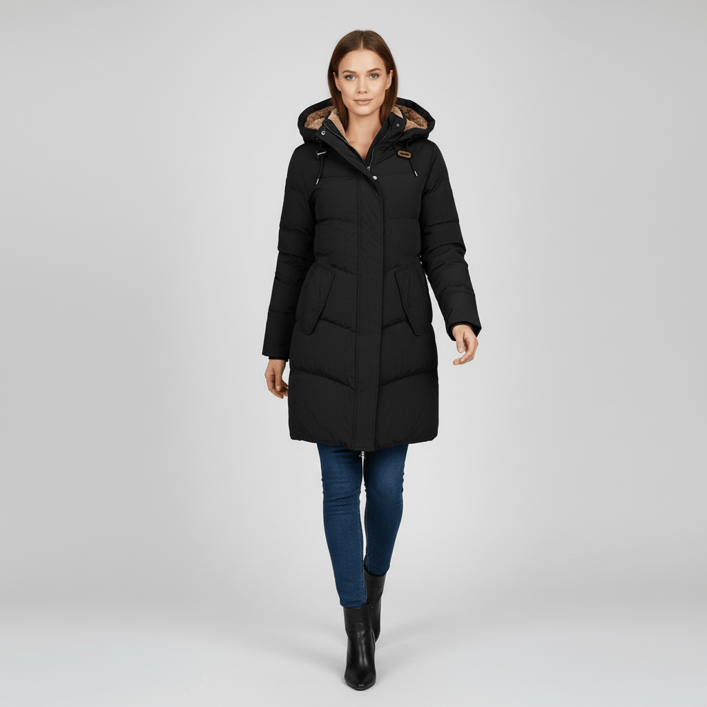 Parka de invierno con capucha para mujer - Cálida y práctica